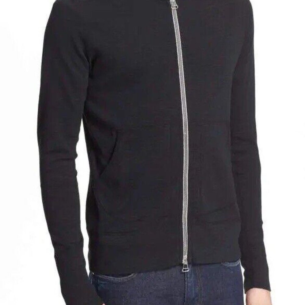 Wings + Horns Slub Hoodie Men's M Black Full Zip (distressed)